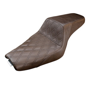 Saddlemen Step-Up Brown Front Lattice Stitch Seat - Harley-Davidson Sportster 3.3 Gal Tank/Forty-Eight (2004-2022)