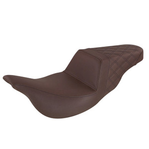 Saddlemen Step-Up Brown Rear Lattice Stitch Seat - Harley-Davidson FLHR/FLHT/FLHX/FLTR Touring (2008-2025)