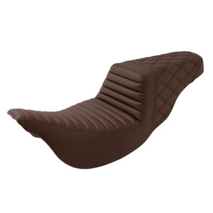 Saddlemen Step-Up Brown Tuck & Roll and Lattice Stitch Seat - Harley-Davidson FLHR/FLHT/FLHX/FLTR Touring (2008-2025)