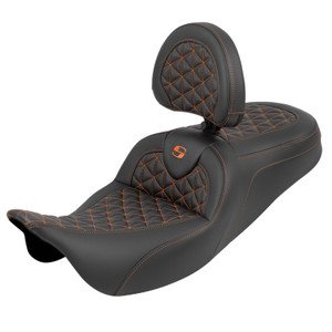 Saddlemen Road Sofa Tri-Gripper Colored Stitch Seat - Harley-Davidson FLHR/FLHT/FLHX/FLTR Touring (2008-2025) (With Backrest)