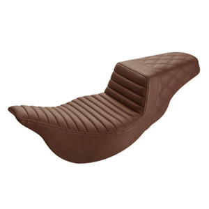Saddlemen Step-Up Brown Tuck & Roll and Lattice Stitch Extended Reach Seat - Harley-Davidson FLHR/FLHT/FLHX/FLTR Touring (2008-2025)