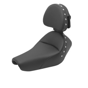 Saddlemen Renegade Heels Down Solo Seat with Chrome Studs and Driver's Backrest - Harley-Davidson Sportster 3.3 Gal Tank/Forty-Eight (2004-2022)