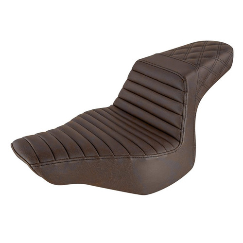 Saddlemen Step-Up Brown Tuck & Roll and Lattice Stitch Seat - Harley-Davidson FXSB Breakout (2013-2017)