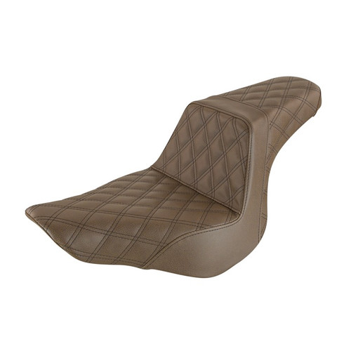 Saddlemen Step-Up Brown Front & Rear Lattice Stitch Seat - Harley-Davidson Low Rider FXLR/FXLRS/FXLRST/Sport Glide FLSB (2018-2026)