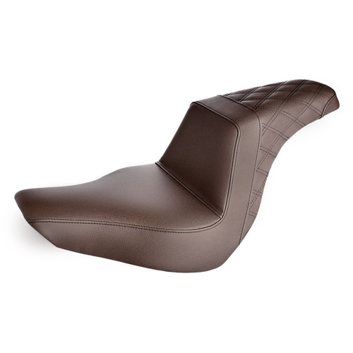 Saddlemen Step-Up Brown Rear Lattice Stitch Seat - Harley-Davidson Low Rider FXLR/FXLRS/FXLRST/Sport Glide FLSB (2018-2026)