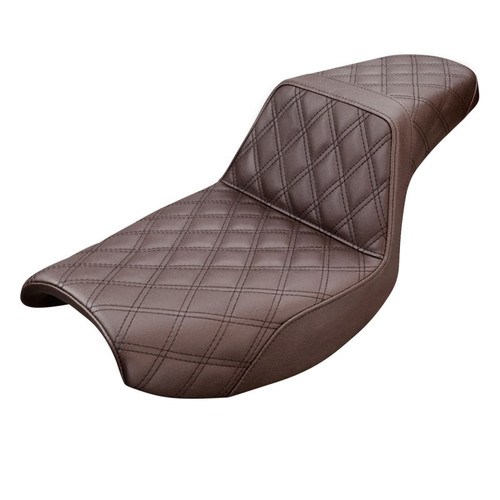 Saddlemen Step-Up Brown Front & Rear Lattice Stitch Seat - Harley-Davidson FXR (1982-2000)