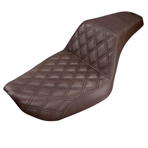 Saddlemen Step-Up Brown Front Lattice Stitch Seat - Harley-Davidson FXD Dyna (1996-2003)
