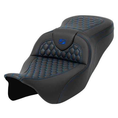 Saddlemen Road Sofa Honeycomb Stitch Extended Reach Colored Stitch Seat - Harley-Davidson FLHR/FLHT/FLHX/FLTR Touring (2008-2025)