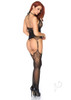 Lace Jacquard Suspender Body Os Black