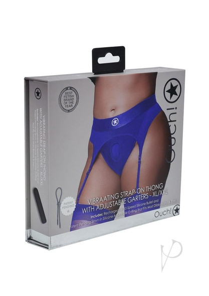 Ouch Vibe Strap On Thong Xl/xxl Blue Ouch Vibe Strap On Thong Xl/xxl Blue