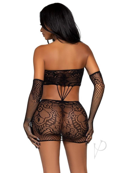 Strap Lace Tube Dress/gloves 2pc Os Blk Strap Lace Tube Dress/gloves 2pc Os Blk