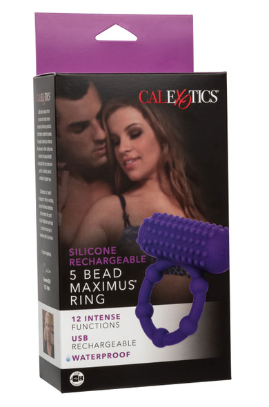 Silicone Rechargeable 5 Bead Maximus Ring - Purple Silicone Rechargeable 5 Bead Maximus Ring - Purple