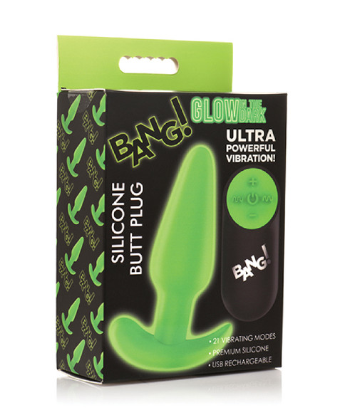 Glow in the Dark Butt Plug With Remote - Green Glow in the Dark Butt Plug With Remote - Green