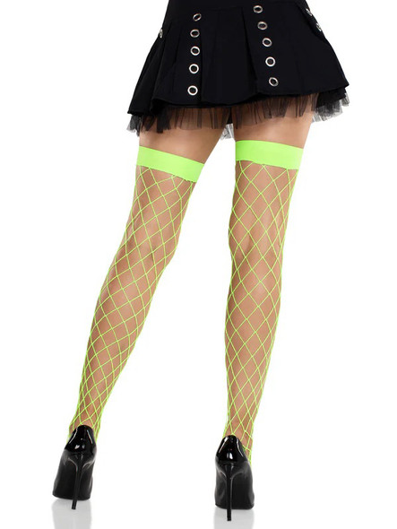 Ida Net Thigh High Stockings O/s - Neon Green Ida Net Thigh High Stockings O/s - Neon Green