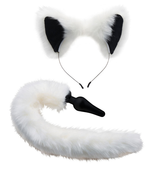 White Fox Tail Anal Plug and Ears Set White Fox Tail Anal Plug and Ears Set