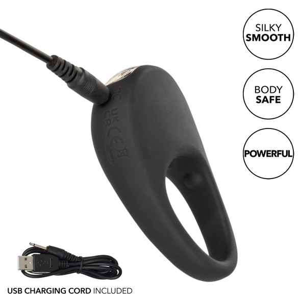 Silicone Rechargeable Pleasure Ring - Black - Black Silicone Rechargeable Pleasure Ring - Black - Black