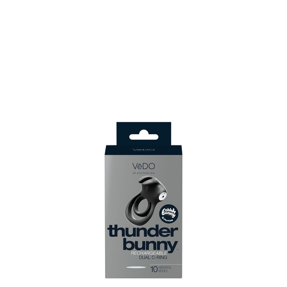 Thunder Bunny Rechargeable Dual Ring - Black Pearl Thunder Bunny Rechargeable Dual Ring - Black Pearl