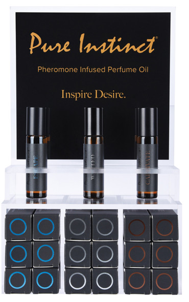 Pure Instinct Pheromone Infused Perfume Oil Men Acrylic Cube Display with Testers (22 Pcs) Pure Instinct Pheromone Infused Perfume Oil Men Acrylic Cube Display with Testers (22 Pcs)