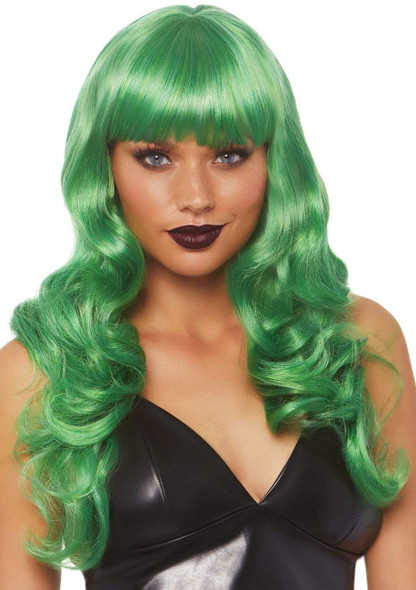 24 Inch Misfit Long Wavy Bang Wig - Green 24 Inch Misfit Long Wavy Bang Wig - Green