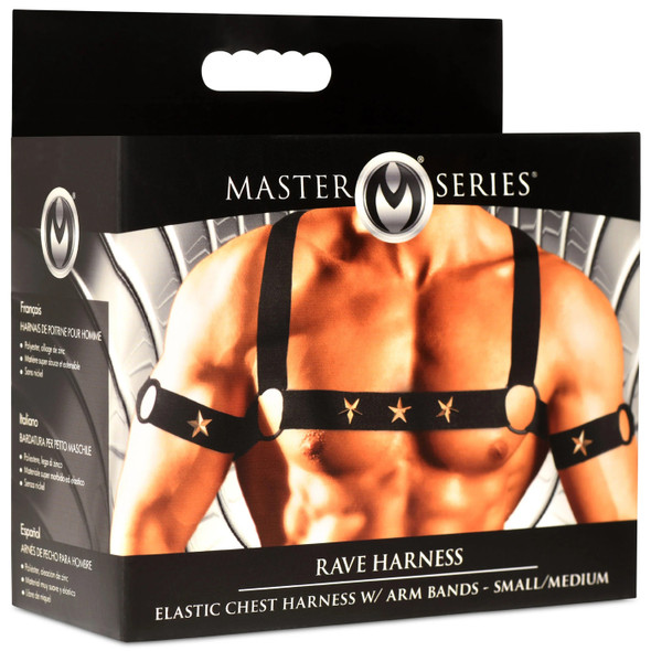 Star Boy Male Chest Harness With Arm Bands - Large/xlarge - Black Star Boy Male Chest Harness With Arm Bands - Large/xlarge - Black