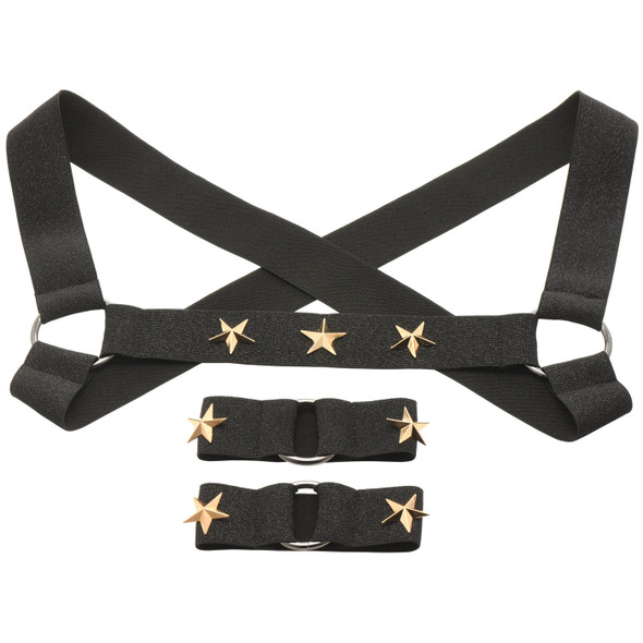 Star Boy Male Chest Harness With Arm Bands - Large/xlarge - Black Star Boy Male Chest Harness With Arm Bands - Large/xlarge - Black