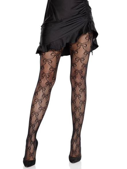 Bow Babe Net Tights O/s - Black Bow Babe Net Tights O/s - Black