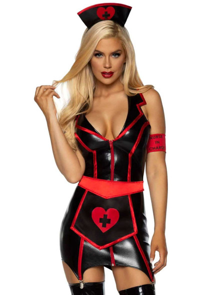 Naughty Nurse Costume - Medium - Black/red Naughty Nurse Costume - Medium - Black/red