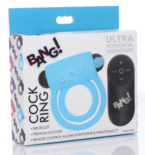 Bang - Silicone Cockring and Bullet With Remote Control - Blue Bang - Silicone Cockring and Bullet With Remote Control - Blue