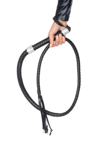 Rhinestone Handle Whip - Black Rhinestone Handle Whip - Black