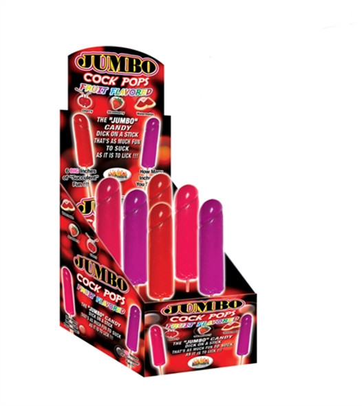 Jumbo Cock Pops - 6 Piece Display - Assorted Fruit Flavors Jumbo Cock Pops - 6 Piece Display - Assorted Fruit Flavors