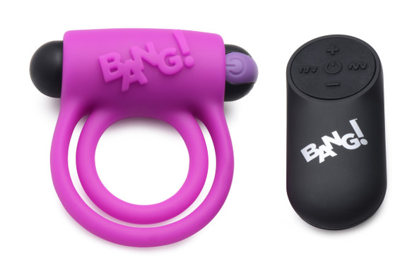 Bang - Silicone Cock Ring and Bullet With Remote Control - Purple Bang - Silicone Cock Ring and Bullet With Remote Control - Purple
