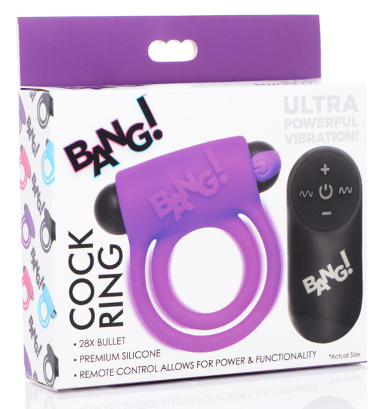 Bang - Silicone Cock Ring and Bullet With Remote Control - Purple Bang - Silicone Cock Ring and Bullet With Remote Control - Purple