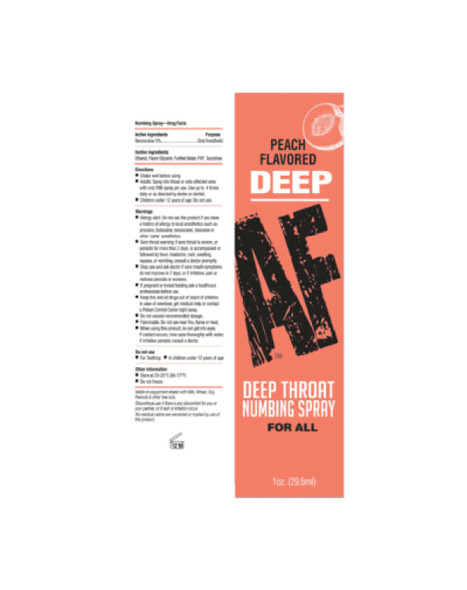 Deep Af Numbing Throat Spray 1 Oz - Peach Deep Af Numbing Throat Spray 1 Oz - Peach