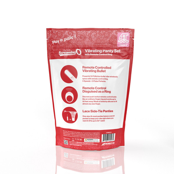 Screaming O 4t - Vibrating Panty Set With Remote Control Ring - Red Screaming O 4t - Vibrating Panty Set With Remote Control Ring - Red