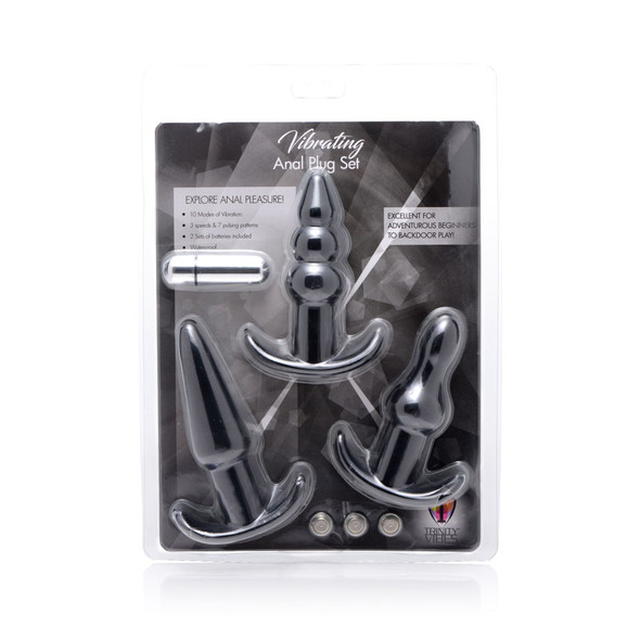 4 Piece Vibrating Anal Plug Set - Black 4 Piece Vibrating Anal Plug Set - Black