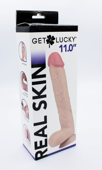Get Lucky 11 Inch Real Skin Dildo - Tan Get Lucky 11 Inch Real Skin Dildo - Tan