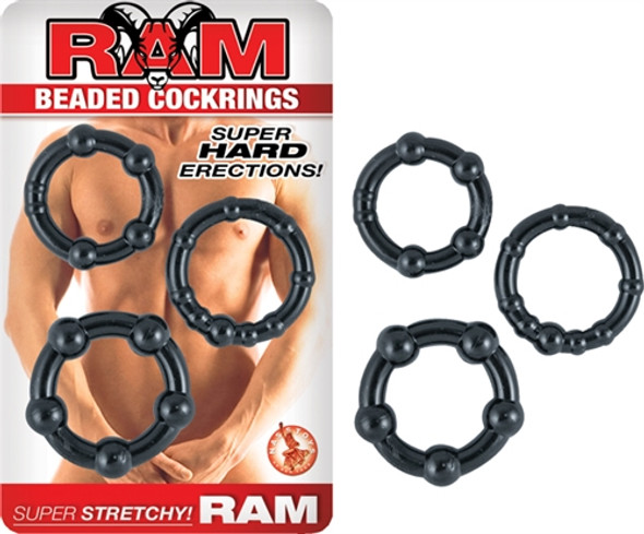 Ram Beaded Cockrings - Black Ram Beaded Cockrings - Black