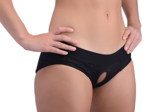 Lace Envy Black Crotchless Panty Harness - L/xl Lace Envy Black Crotchless Panty Harness - L/xl
