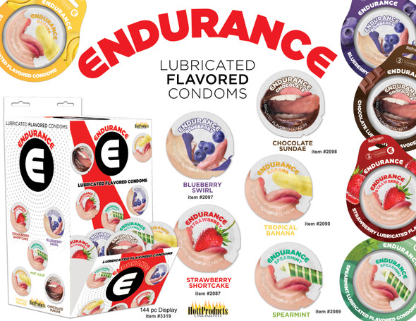 Endurance Condoms - 144 Count Wall Mount Display - Assorted Flavors Endurance Condoms - 144 Count Wall Mount Display - Assorted Flavors