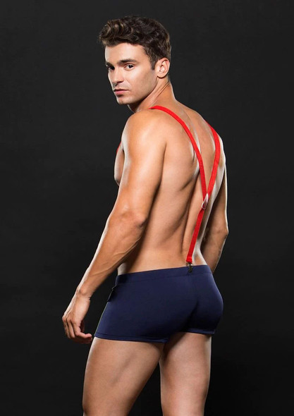 Fireman Bottom With Suspenders 2 Pc - Medium/large - Navy Blue/red Fireman Bottom With Suspenders 2 Pc - Medium/large - Navy Blue/red