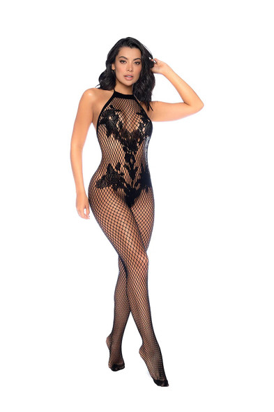 Vino Noir Floral Fishnet Bodystocking - Os - Black Vino Noir Floral Fishnet Bodystocking - Os - Black