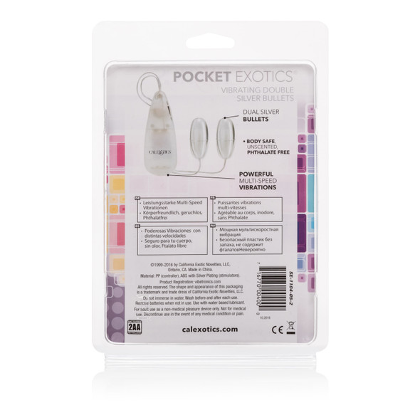 Pocket Exotics Vibrating Double Silver Bullets Pocket Exotics Vibrating Double Silver Bullets