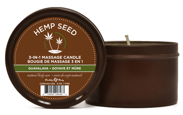 Hemp Seed 3-in-1 Massage Candle - Guavalava - 6 Oz. Hemp Seed 3-in-1 Massage Candle - Guavalava - 6 Oz.