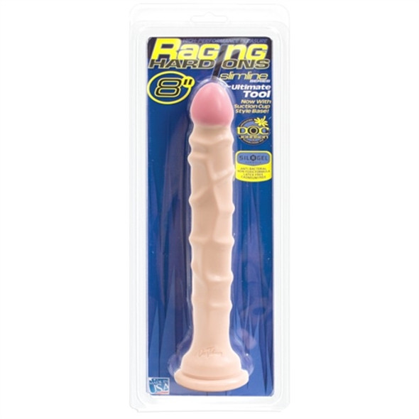 Raging Hard Ons Slimline With Suction Cup 8 Inch Dong - White Raging Hard Ons Slimline With Suction Cup 8 Inch Dong - White