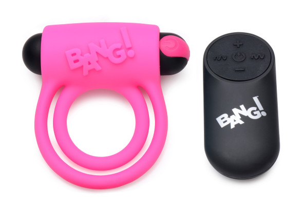 Bang - Silicone Cock Ring and Bullet With Remote Control - Pink Bang - Silicone Cock Ring and Bullet With Remote Control - Pink