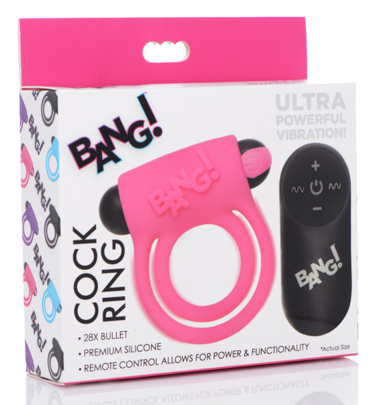 Bang - Silicone Cock Ring and Bullet With Remote Control - Pink Bang - Silicone Cock Ring and Bullet With Remote Control - Pink