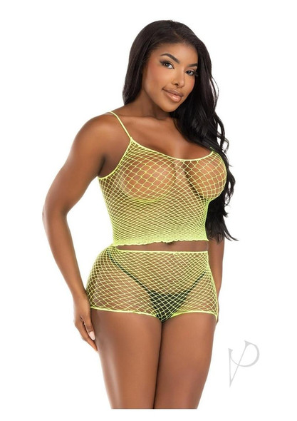 Twist Net Tank Top Boy Shorts Os Lme Twist Net Tank Top Boy Shorts Os Lme