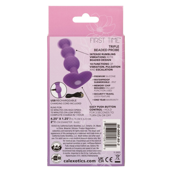 First Time Triple Beaded Probe - Purple First Time Triple Beaded Probe - Purple