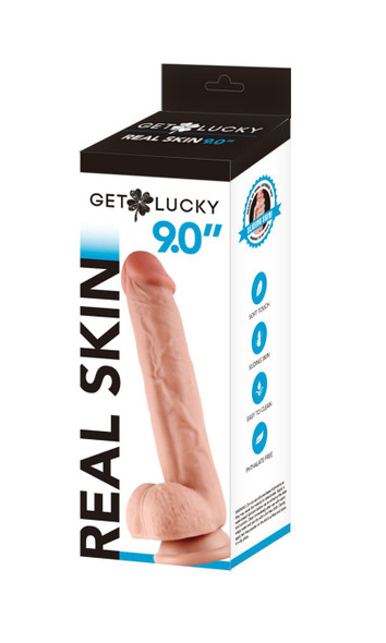 Get Lucky 9 Inch Real Skin Dildo Get Lucky 9 Inch Real Skin Dildo