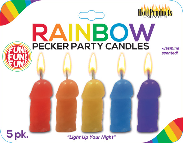 Rainbow Pecker Party Candles - 5 Pack Rainbow Pecker Party Candles - 5 Pack